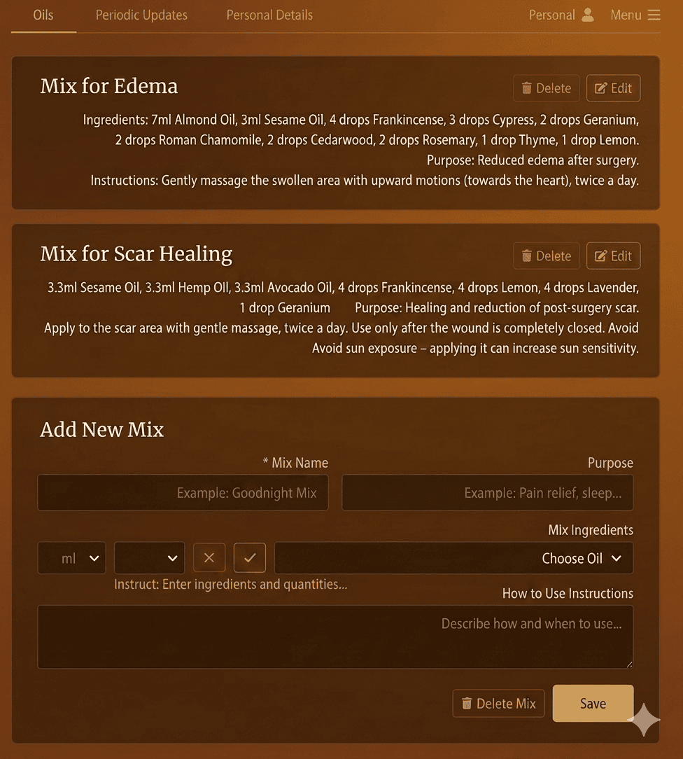 Personal business management page