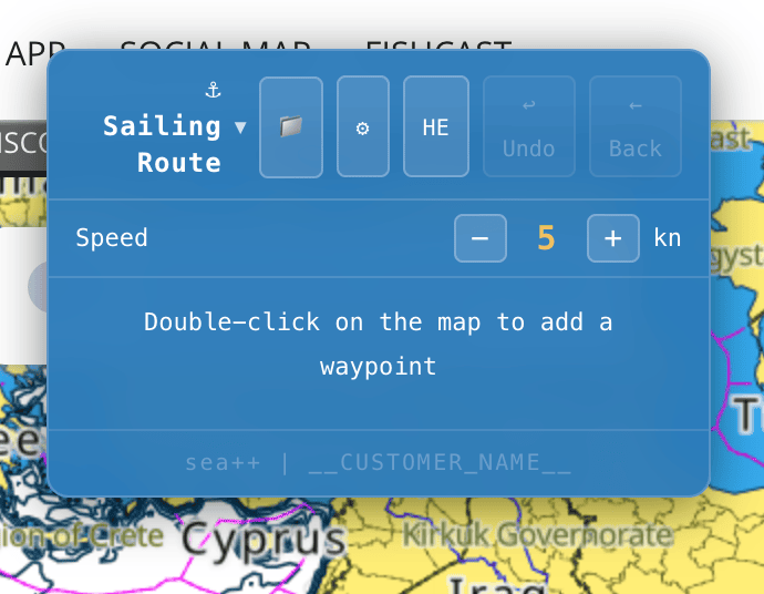 Maritime route-planning extension - opening screen